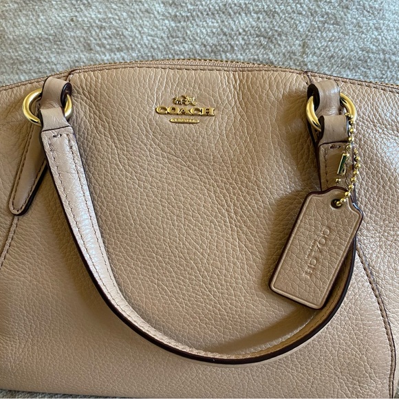 Coach Mini Kelsey Satchel Leather Crossbody Bag Pink Beige - Picture 2 of 16